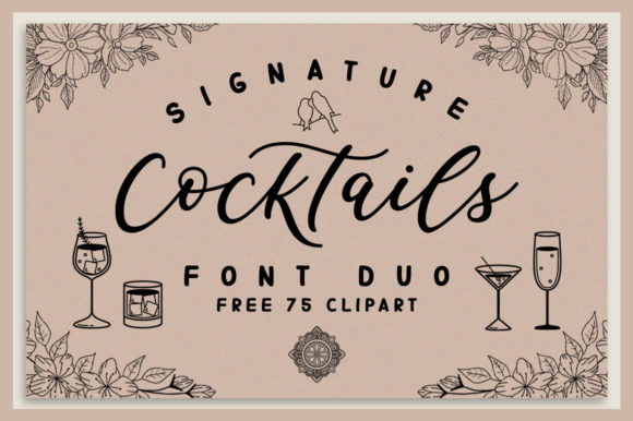 Signature Cocktails Duo: A Modern Script Font for Branding
